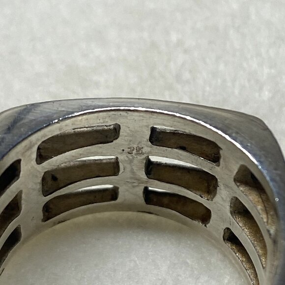 Sterling Silver 925 Square Chunky Geometric Cutout Unisex Band Ring Sz 11.5 - Picture 8 of 16